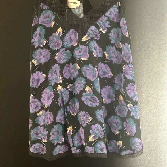 Zadig & Voltaire Black and Purple Floral Camisole - Picture 1 of 6